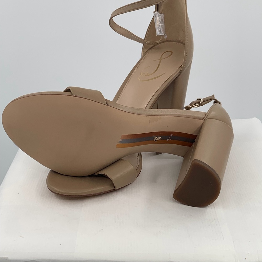 NWT NIB Sam Edelman Yaro Women’s Tan Ankle Strap Block Heels Sandals - Picture 11 of 12